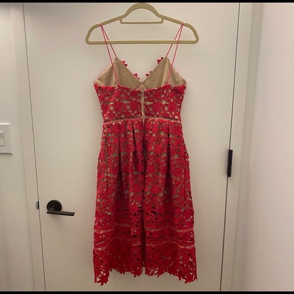 Self Portrait Azalea Dress in Red/Pink - Picture 4 of 5